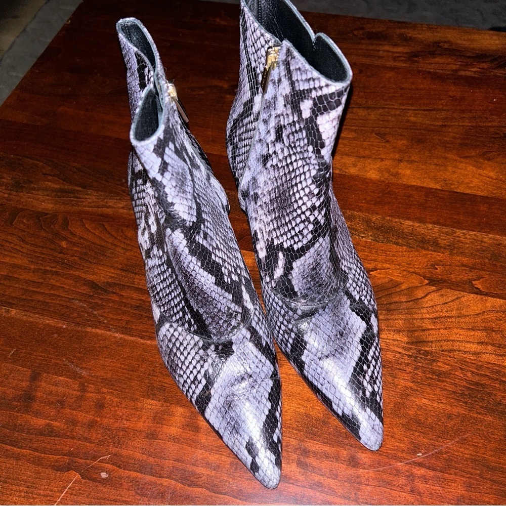 Anine Bing Ava Cloudy Ankle Snakeskin Print Heeled Bootie - Picture 3 of 8
